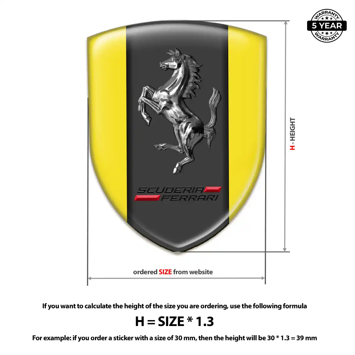 Ferrari Resin Badge Sticker Sleek Style