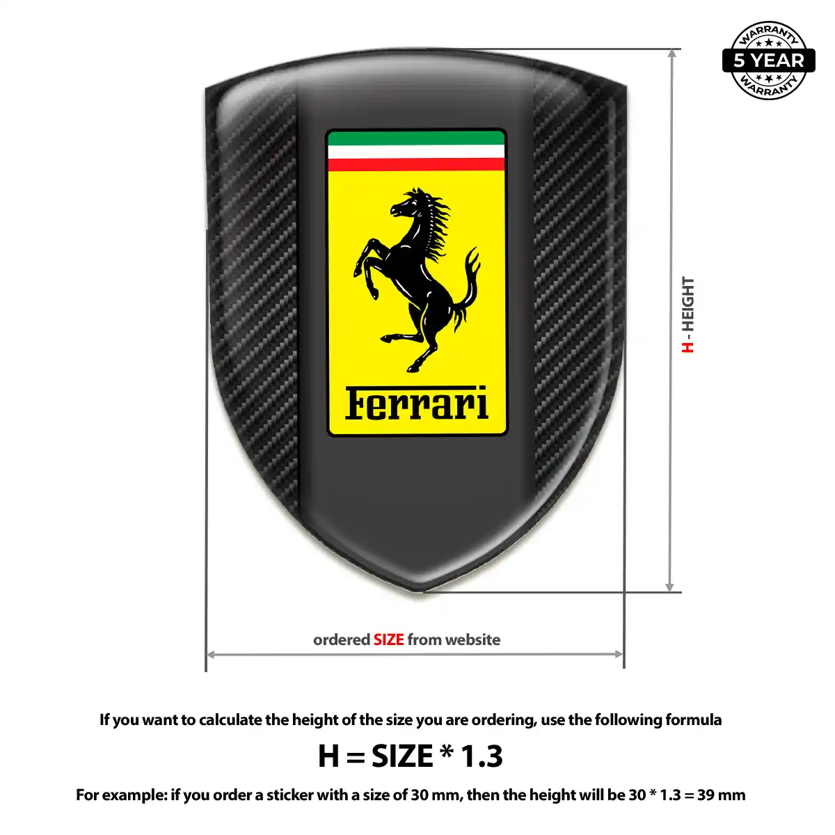Ferrari Resin Domed Sticker Elite Finish