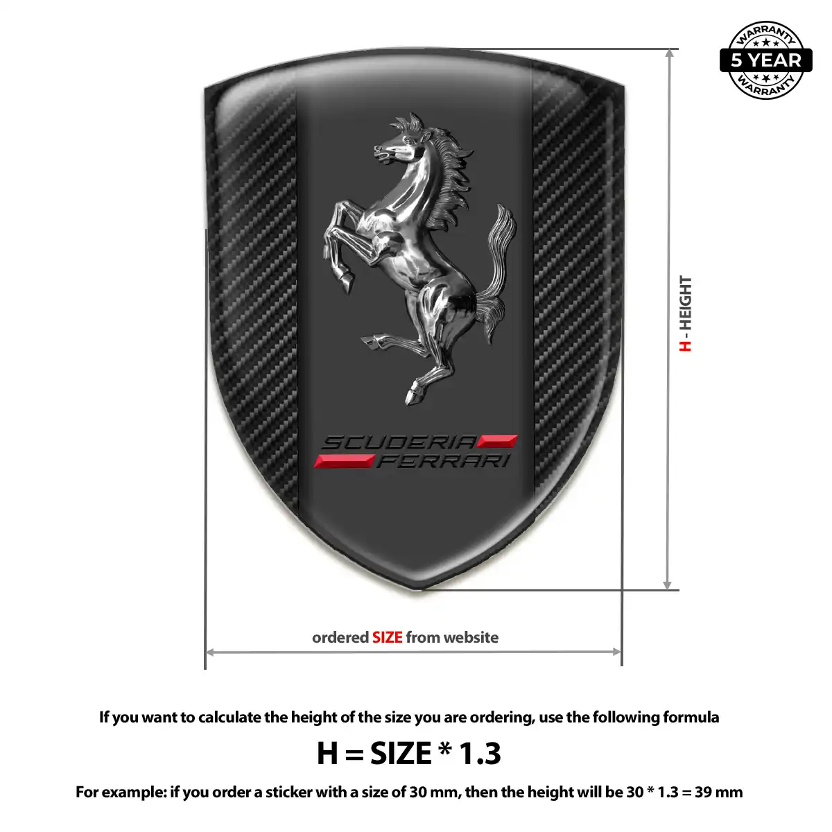 Ferrari Resin Domed Sticker Sleek Style