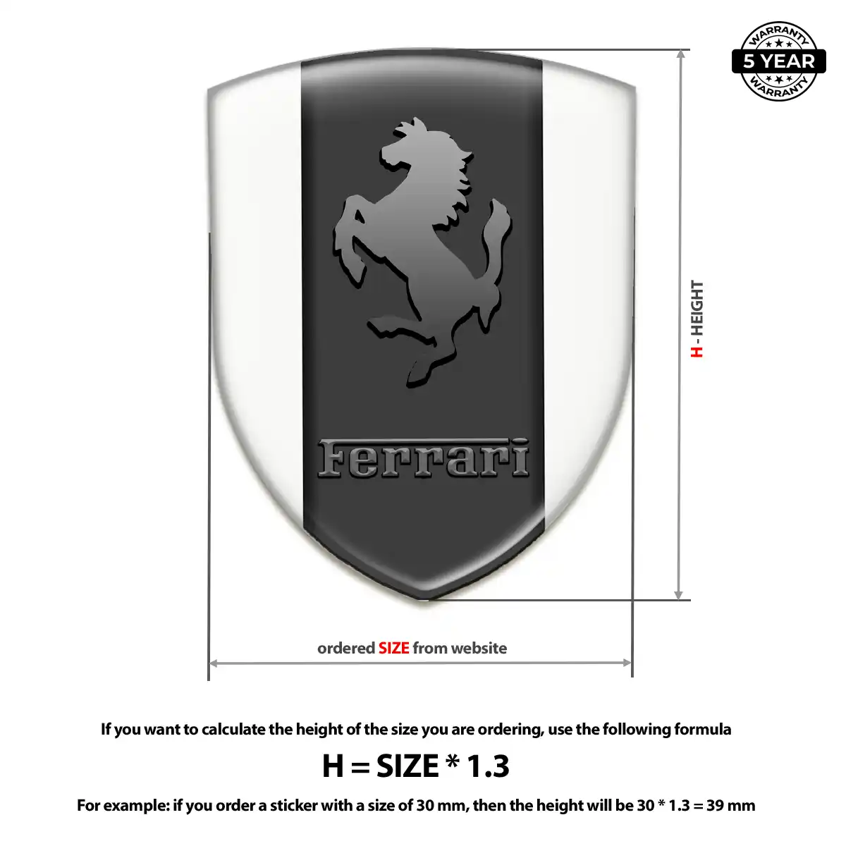 Ferrari Resin Emblem Sticker Refined Design