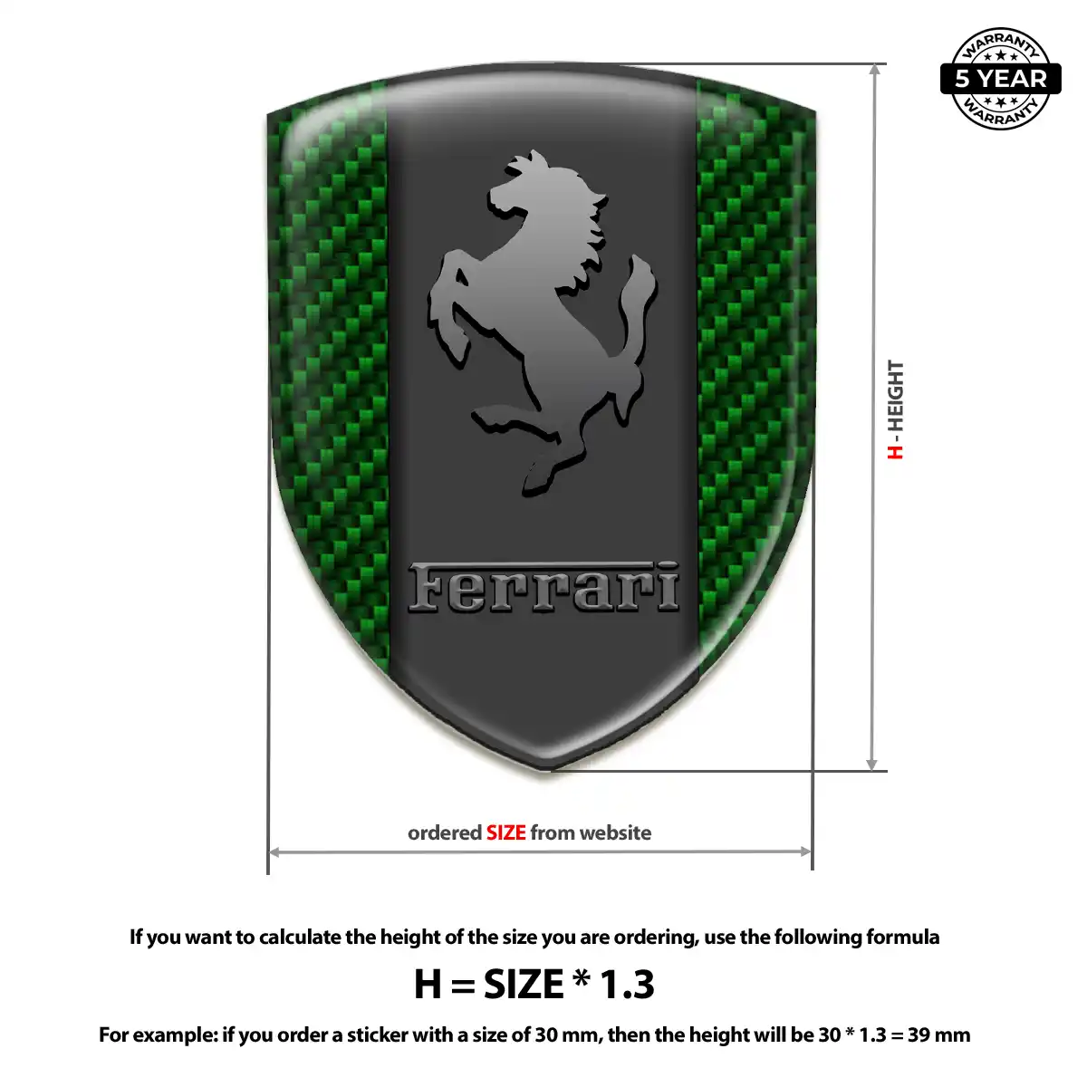 Ferrari Resin Emblem Sticker Sleek Style