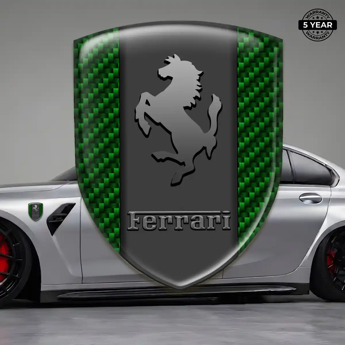 Ferrari Resin Emblem Sticker Sleek Style