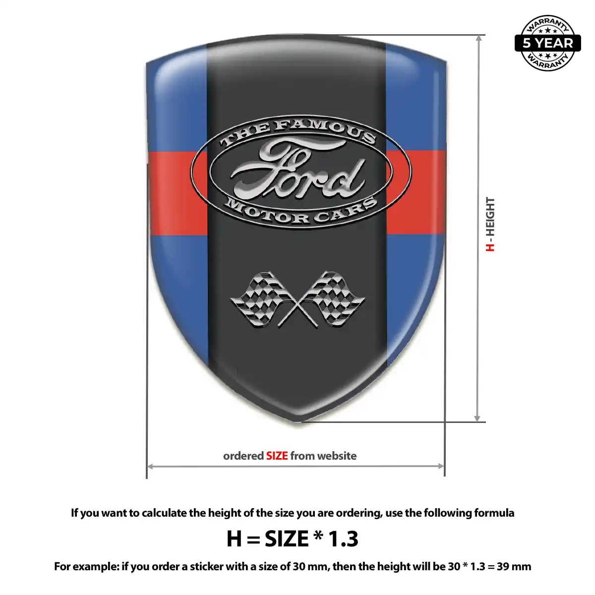 Ford 3D Badge Sticker Refined Design