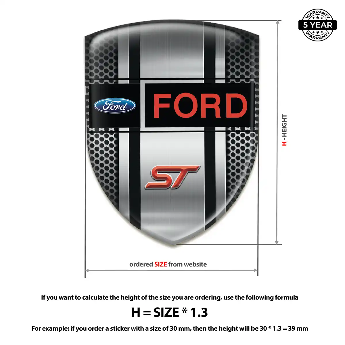 Ford 3D Domed Sticker Sleek Style