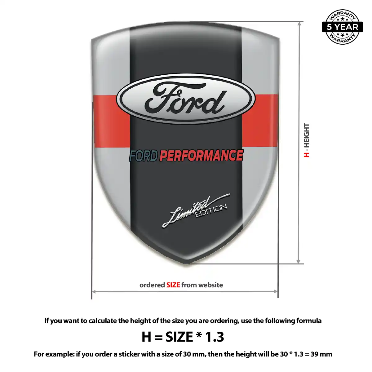 Ford Domed Car Sticker Refined Design