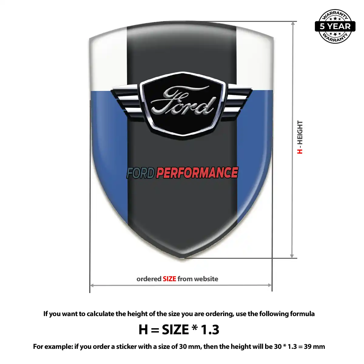 Ford Epoxy Domed Sticker Sleek Style