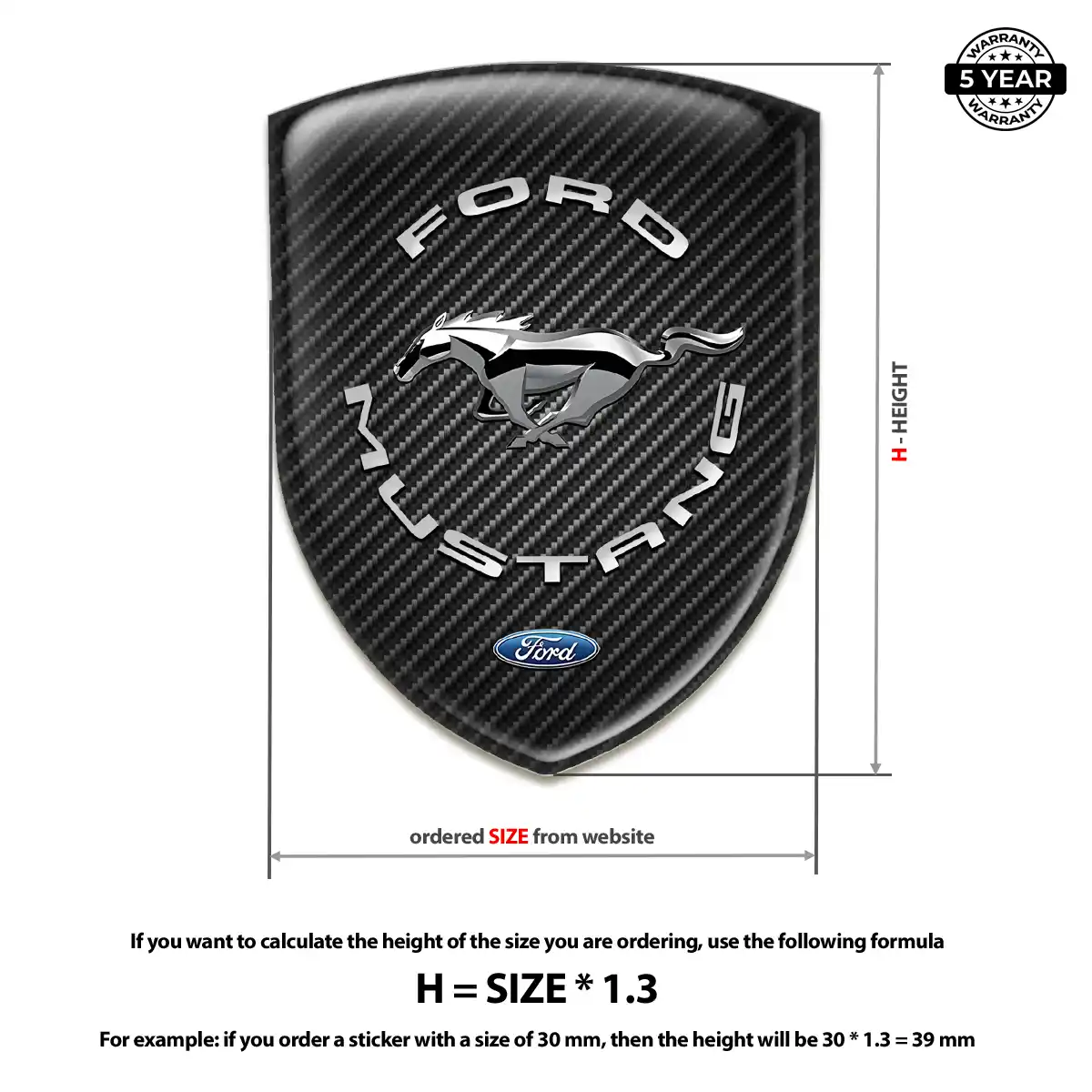Ford Mustang 3D Badge Sticker Refined Design