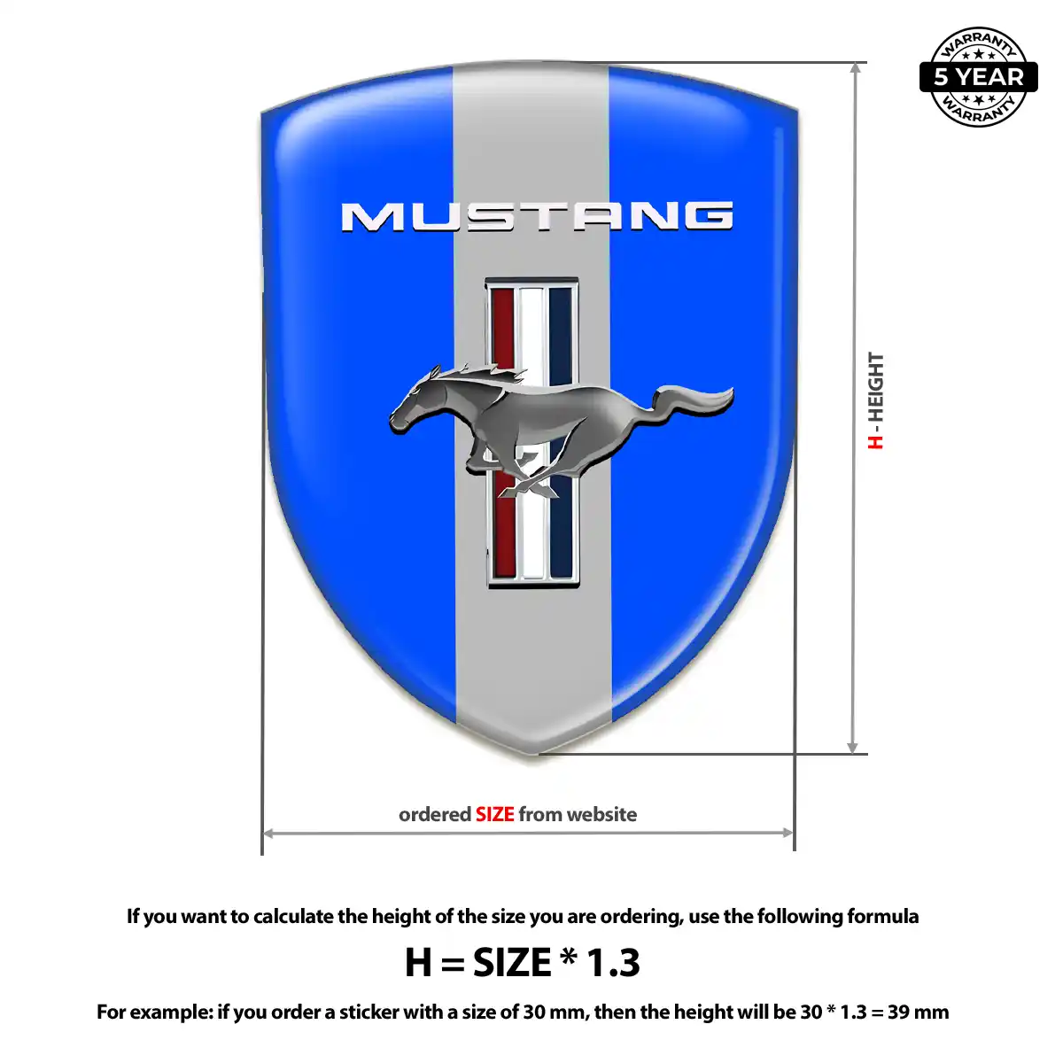 Ford Mustang 3D Domed Sticker Elite Finish