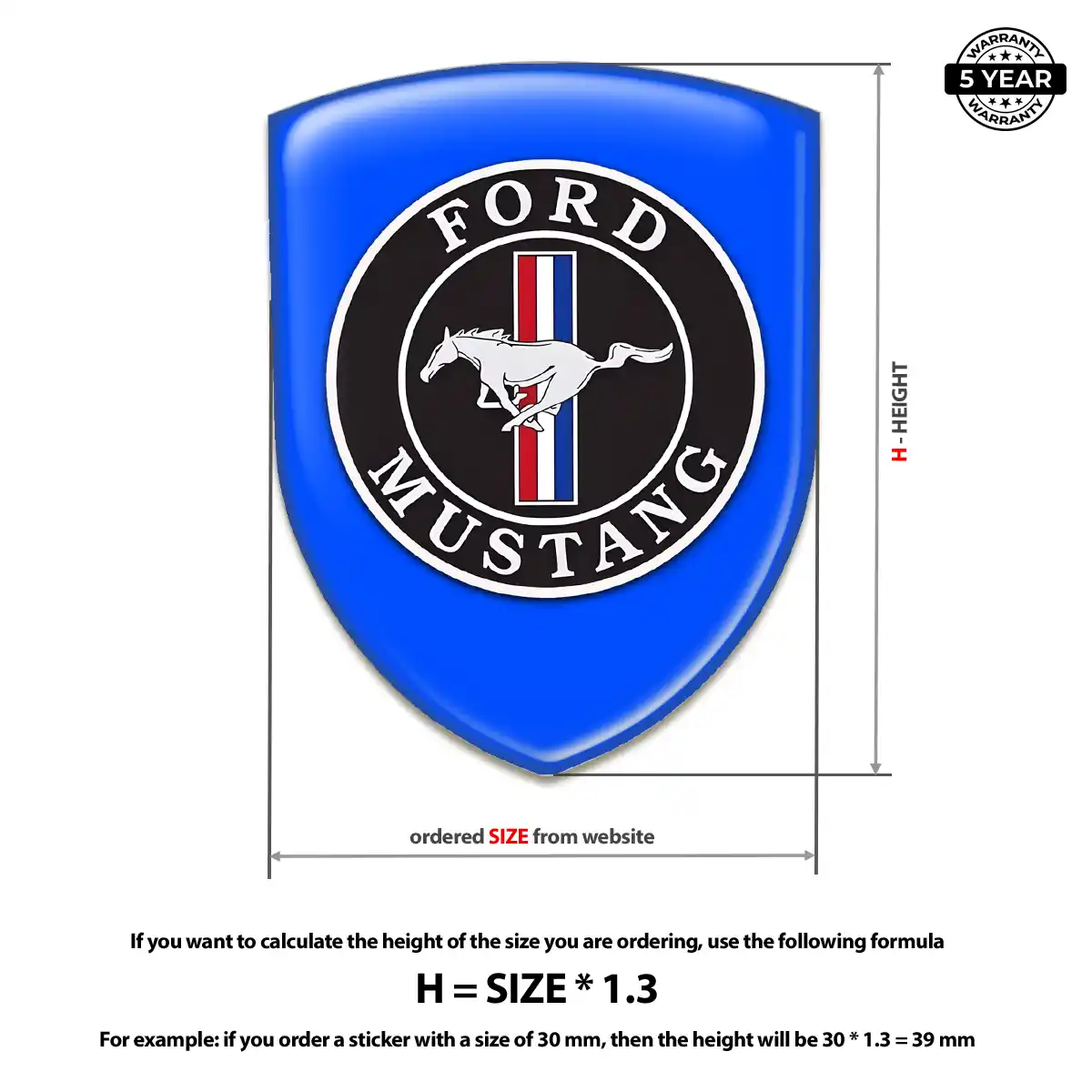 Ford Mustang 3D Domed Sticker Refined Design