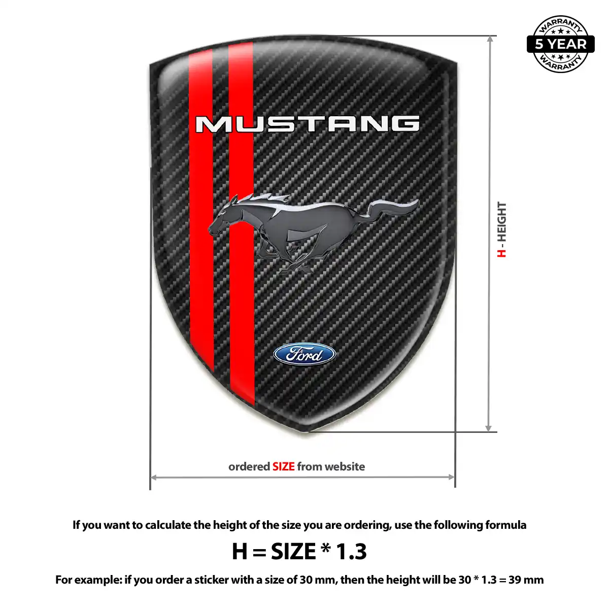 Ford Mustang 3D Domed Sticker Sleek Style
