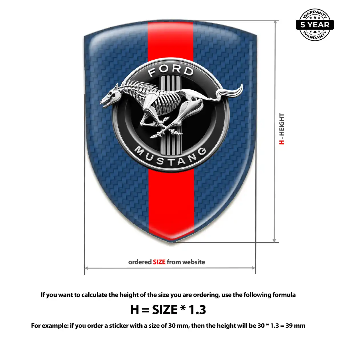 Ford Mustang 3D Emblem Sticker Refined Design