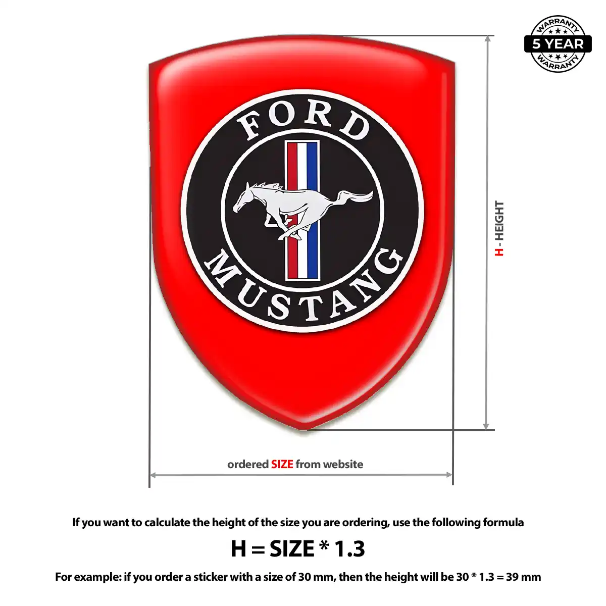 Ford Mustang 3D Gel Sticker Elite Finish