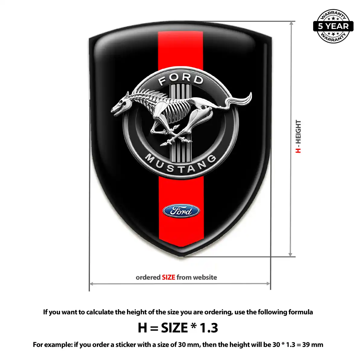 Ford Mustang 3D Gel Sticker Refined Design