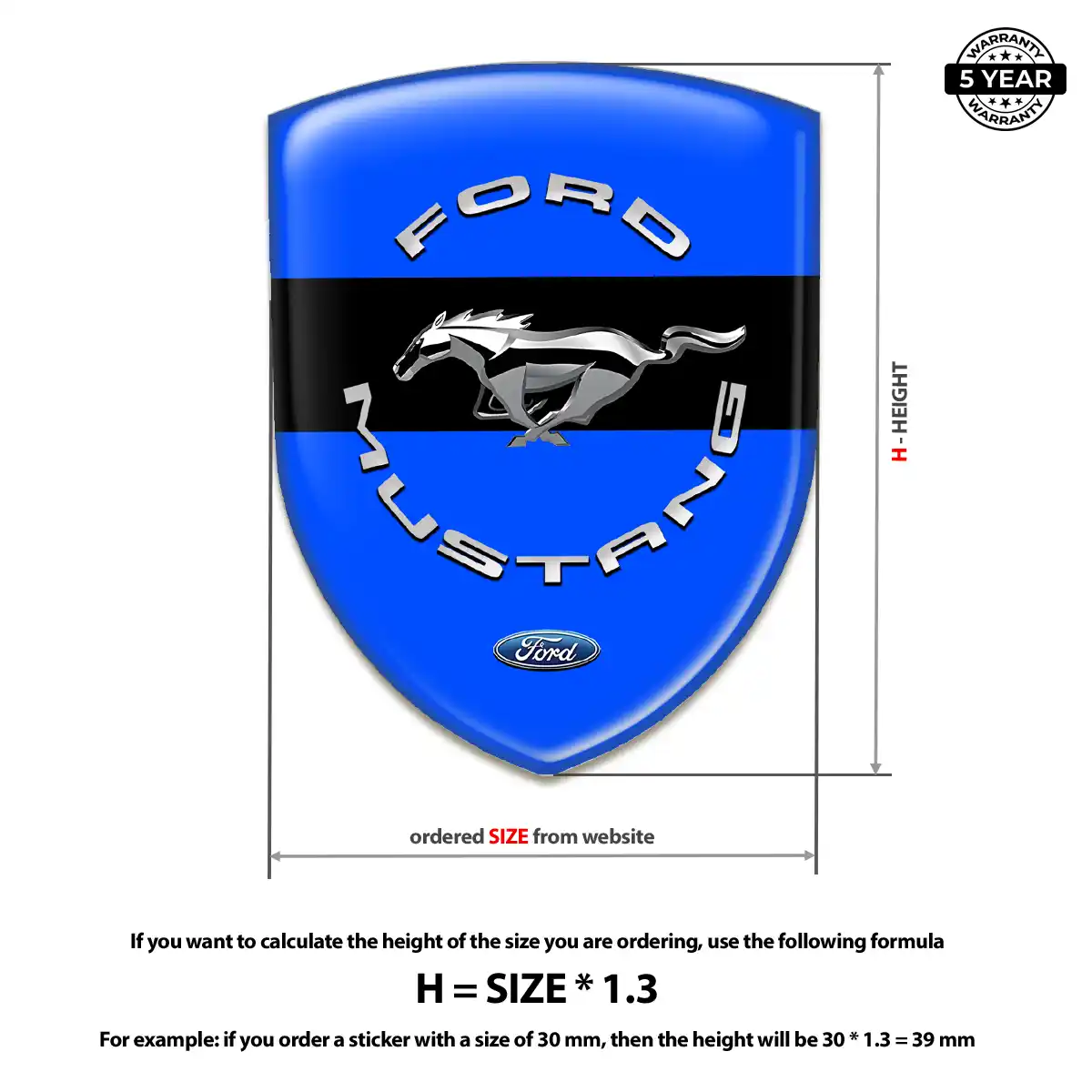 Ford Mustang 3D Gel Sticker Sleek Style