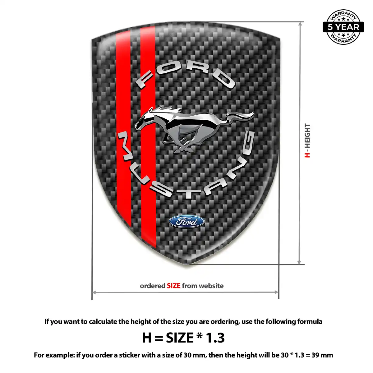 Ford Mustang 3D Logo Sticker Refined Design