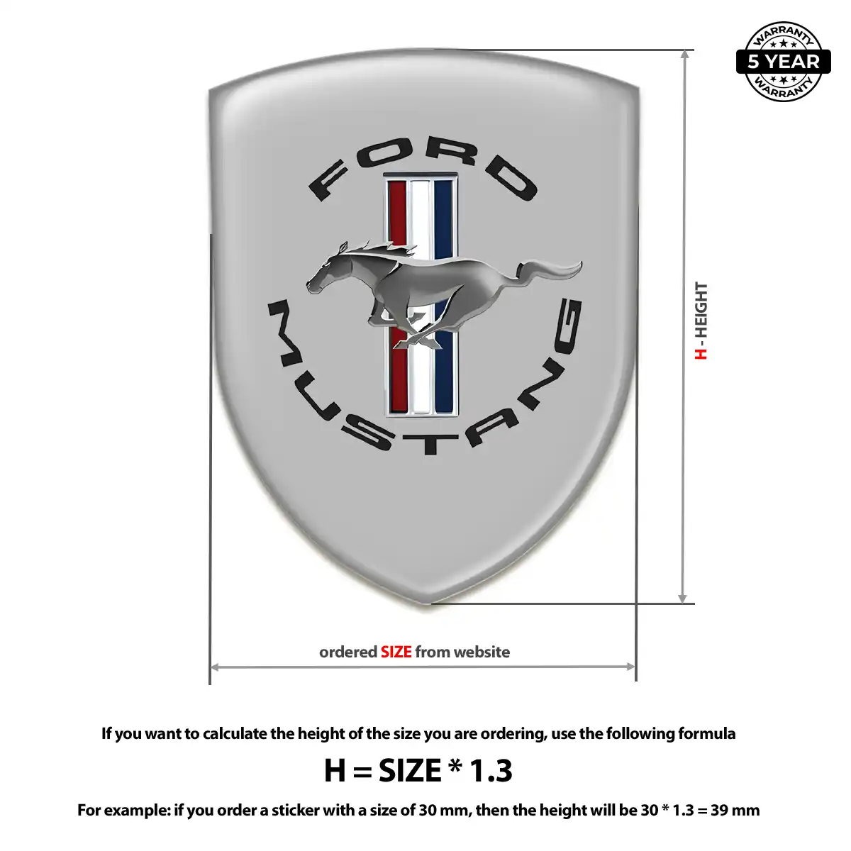 Ford Mustang 3D Resin Sticker Elite Finish