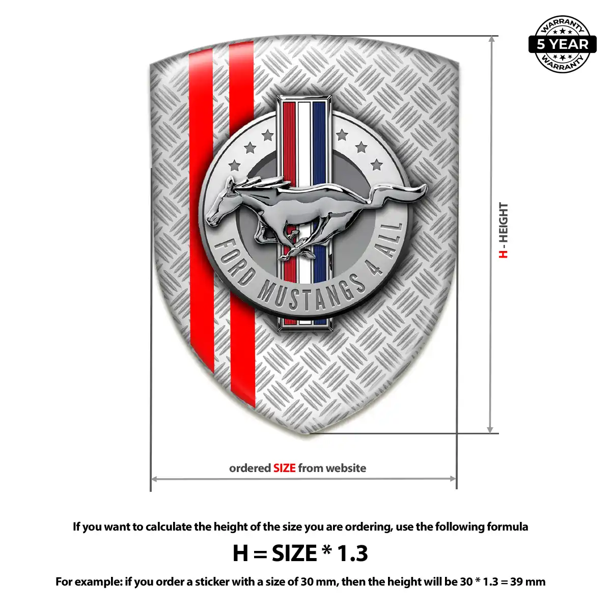 Ford Mustang 3D Resin Sticker Refined Design