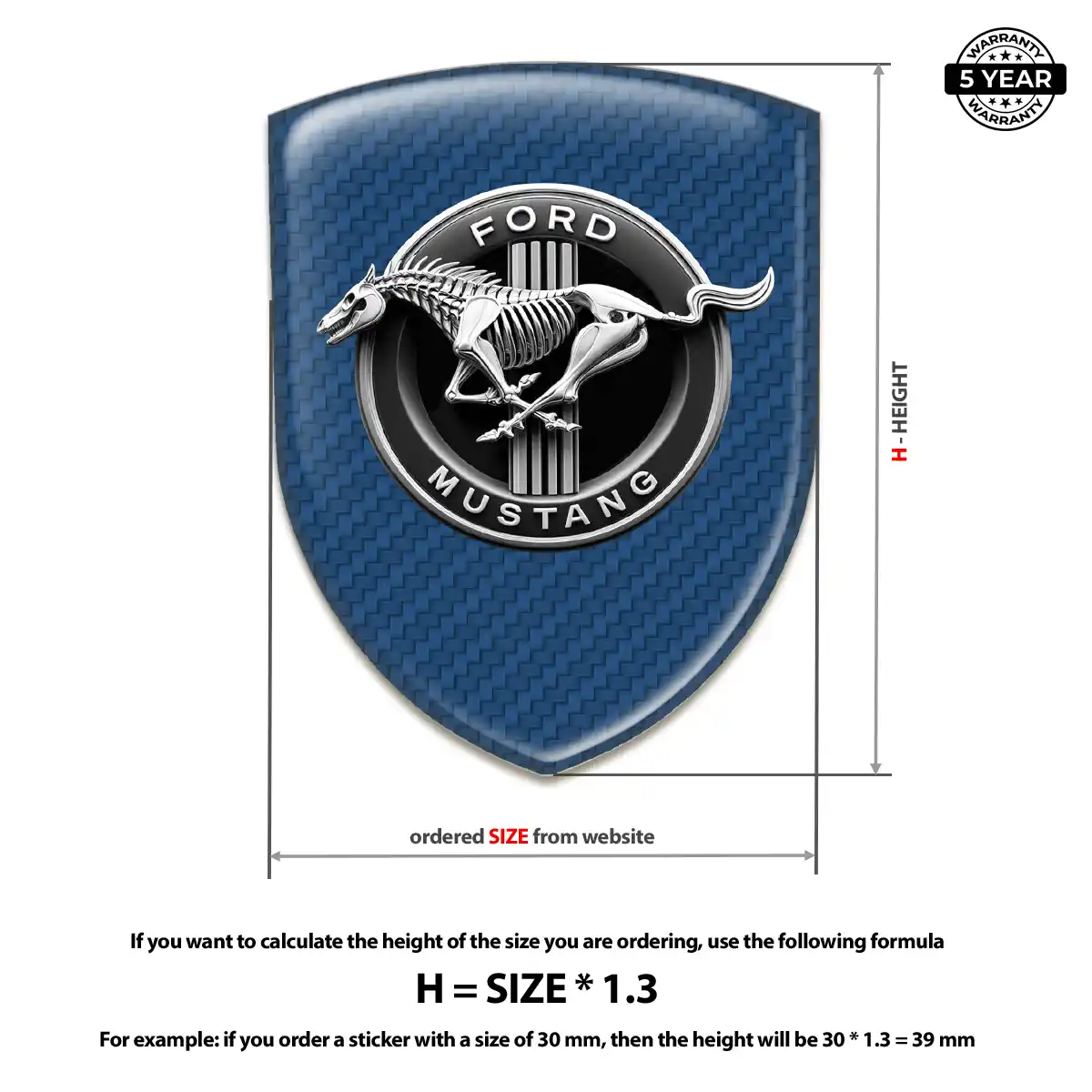Ford Mustang 3D Resin Sticker Sleek Style