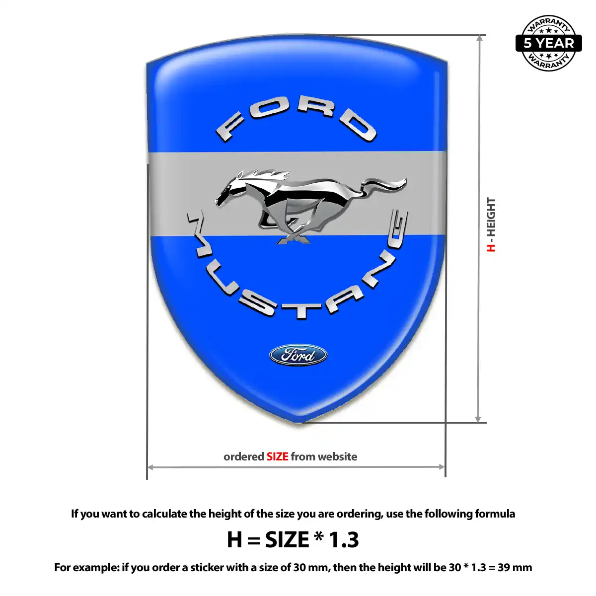 Ford Mustang Automotive Logo Sticker Elite Finish