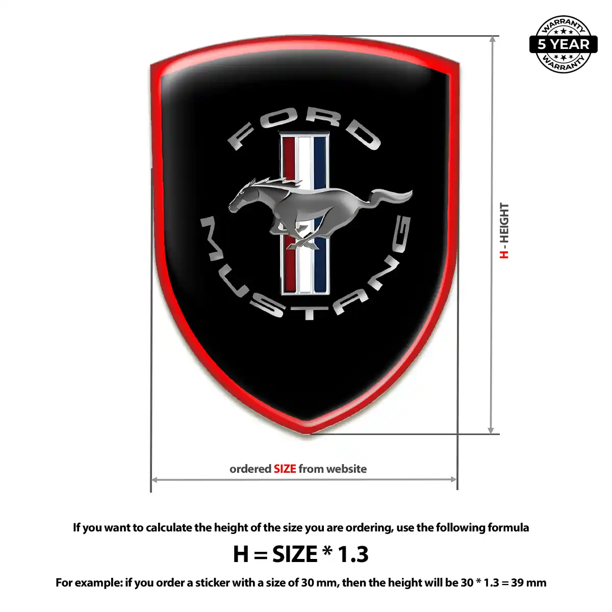 Ford Mustang Automotive Logo Sticker Refined Design