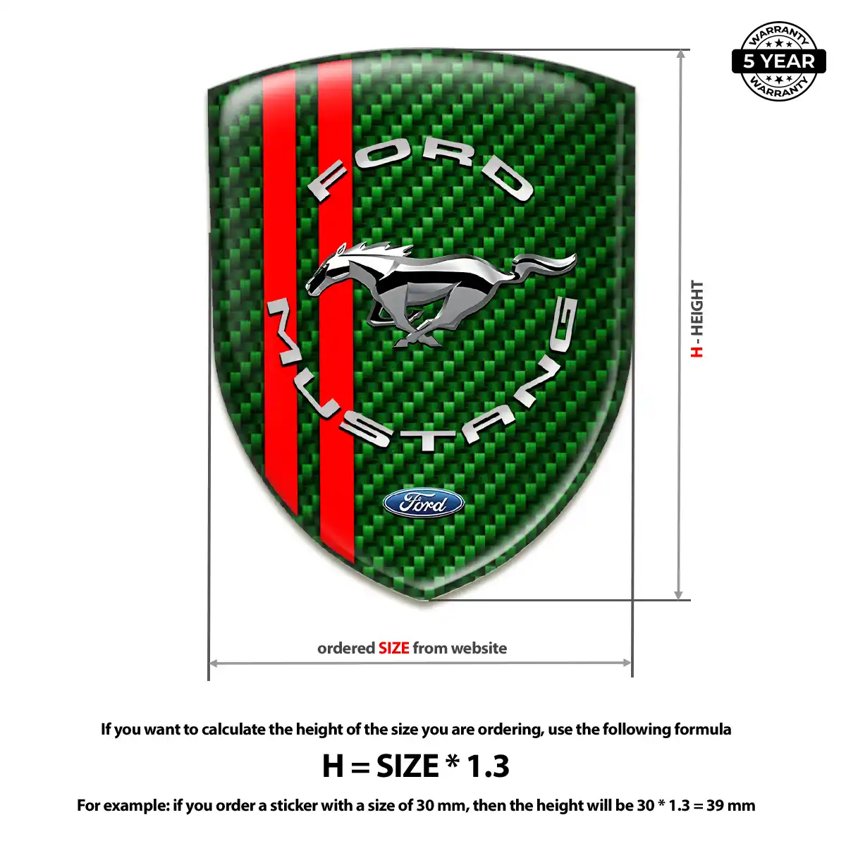 Ford Mustang Car Badge Sticker Elite Finish