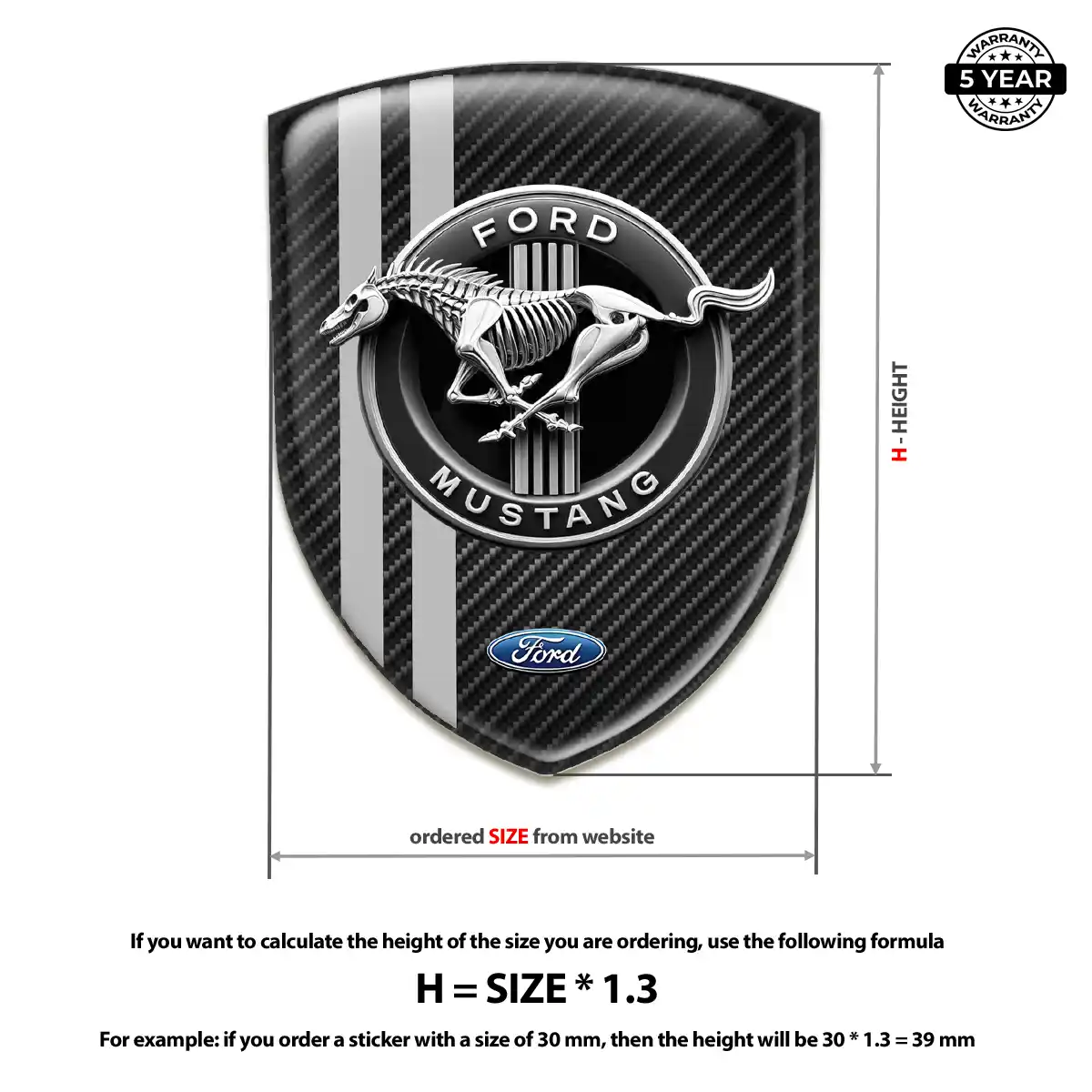 Ford Mustang Car Badge Sticker Refined Design