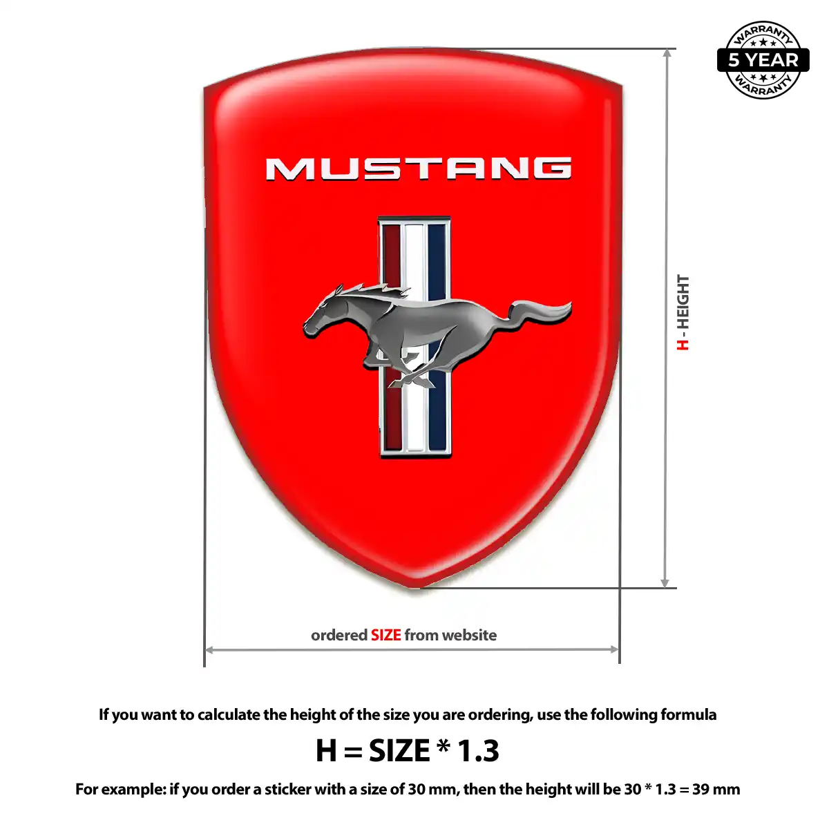 Ford Mustang Car Emblem Decal Elite Finish