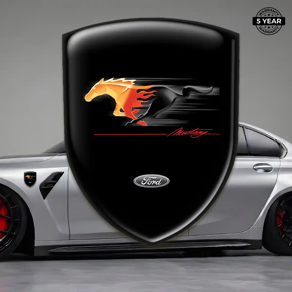 Ford Mustang Car Emblem Overlay Sleek Style