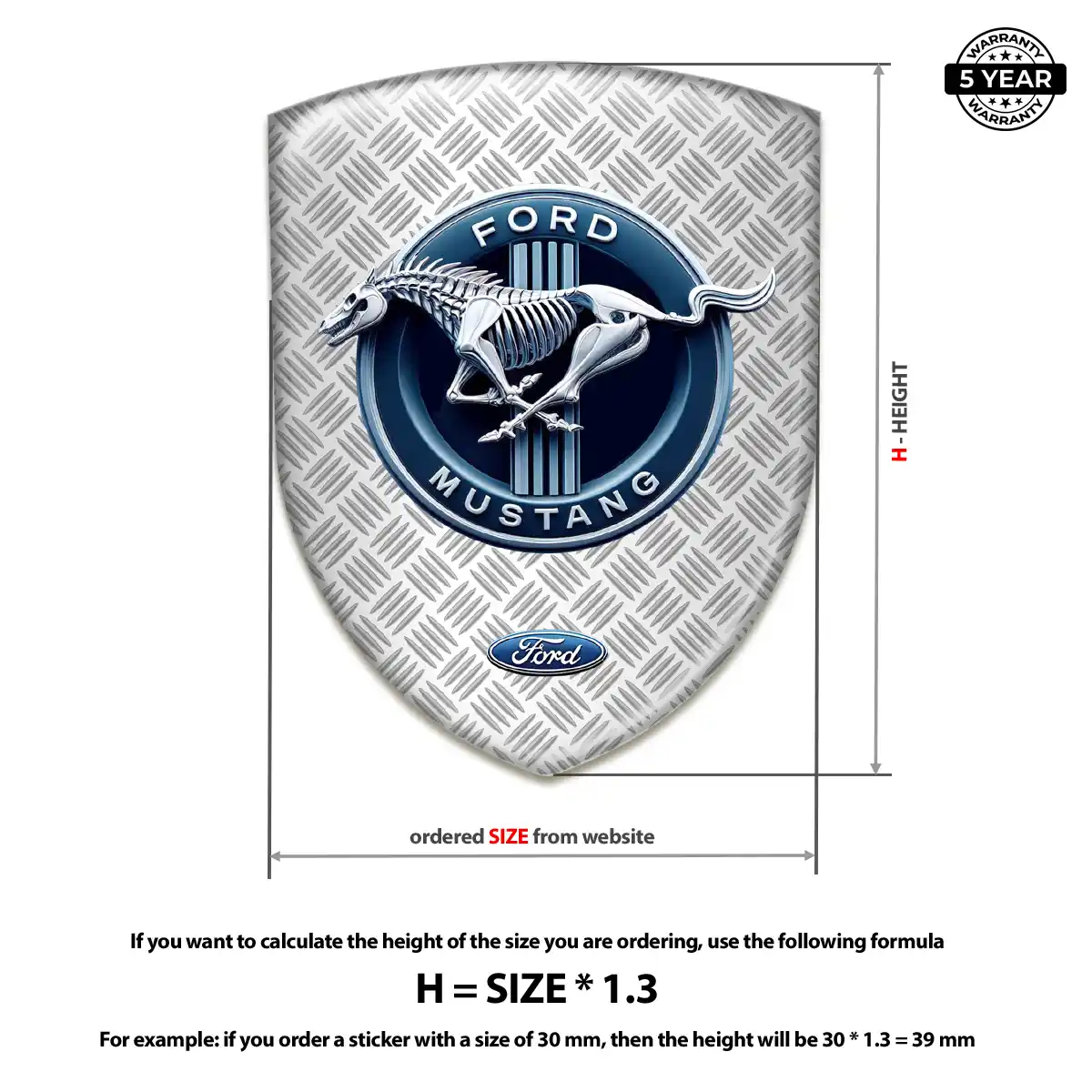 Ford Mustang Car Emblem Sticker Elite Finish