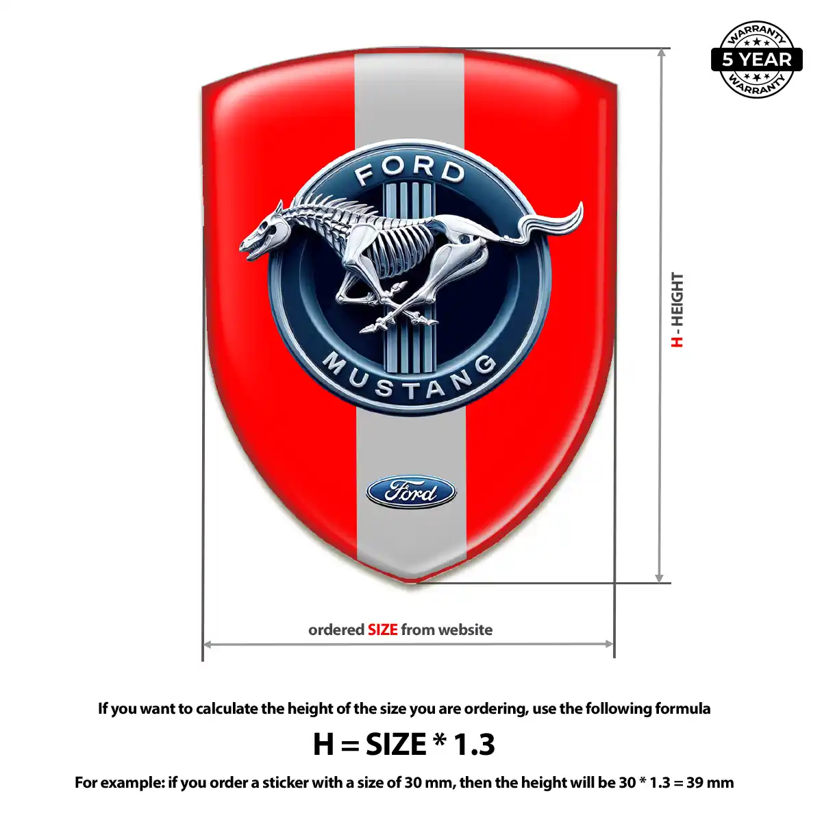 Ford Mustang Car Emblem Sticker Refined Design