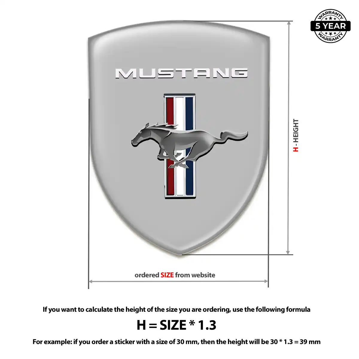 Ford Mustang Domed Car Sticker Elite Finish