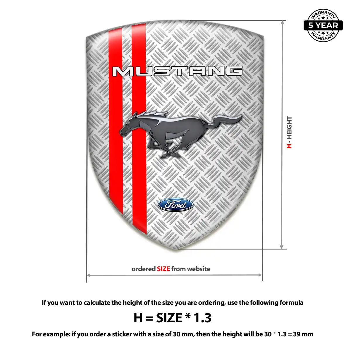Ford Mustang Domed Car Sticker Refined Design