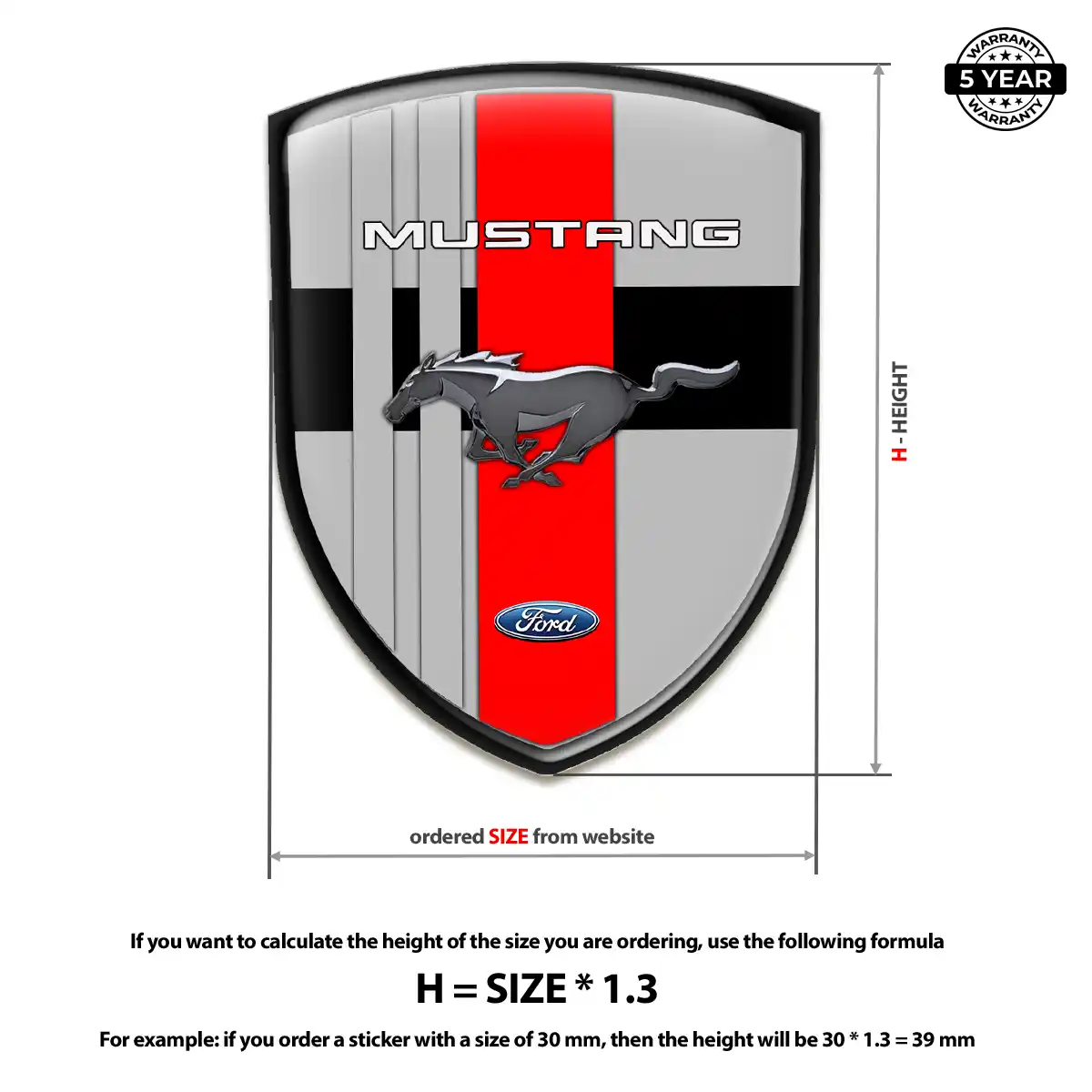 Ford Mustang Domed Car Sticker Sleek Style