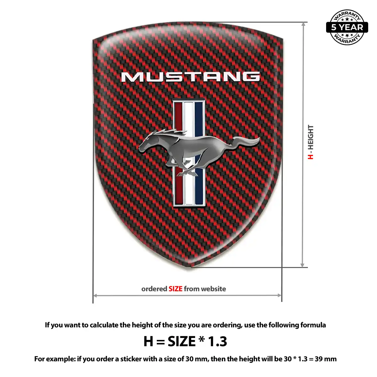 Ford Mustang Domed Logo Decal Elite Finish