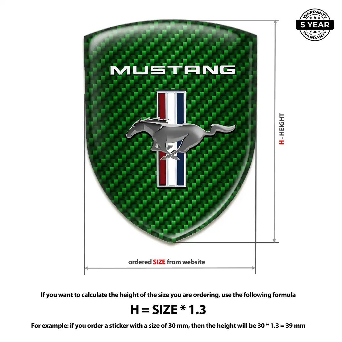 Ford Mustang Domed Logo Sticker Elite Finish