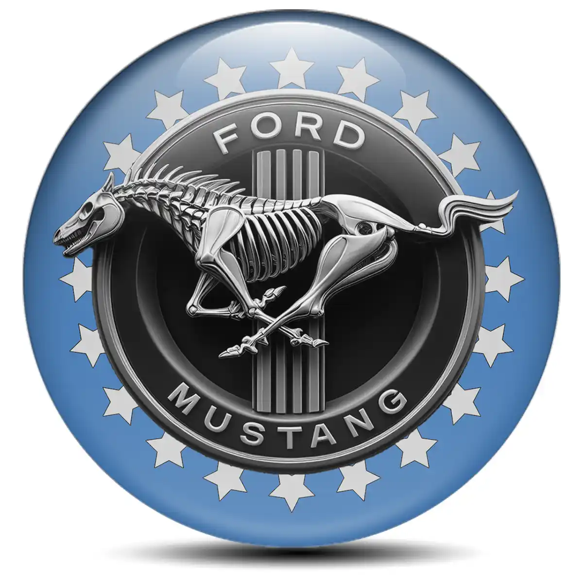 Ford Mustang Domed Sticker Self-Adhesive Premium Edition