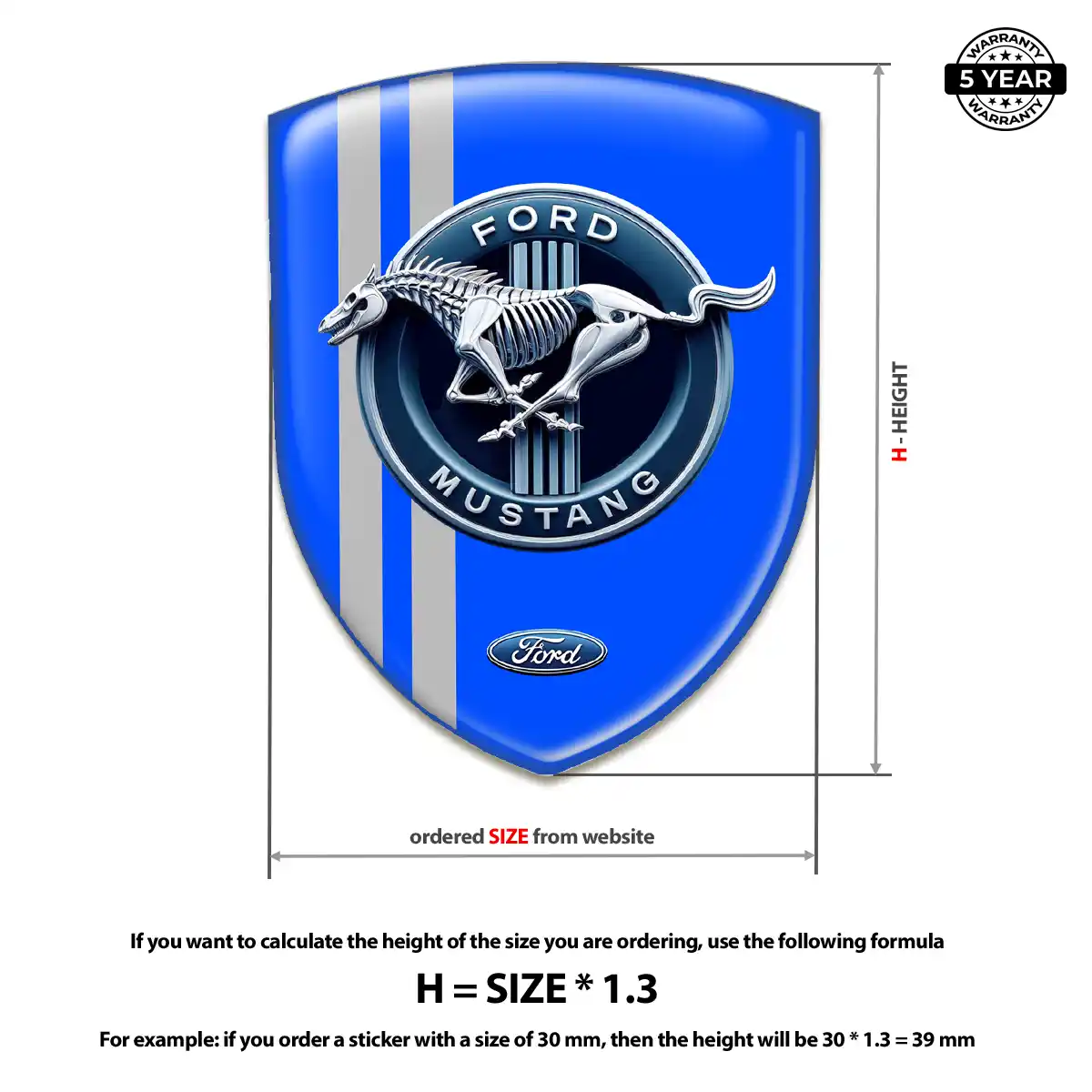 Ford Mustang Emblem Domed Badge Elite Finish