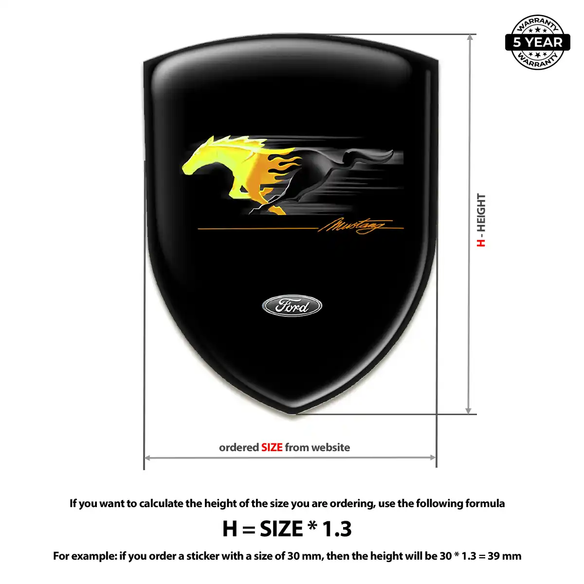 Ford Mustang Epoxy Domed Sticker Sleek Style