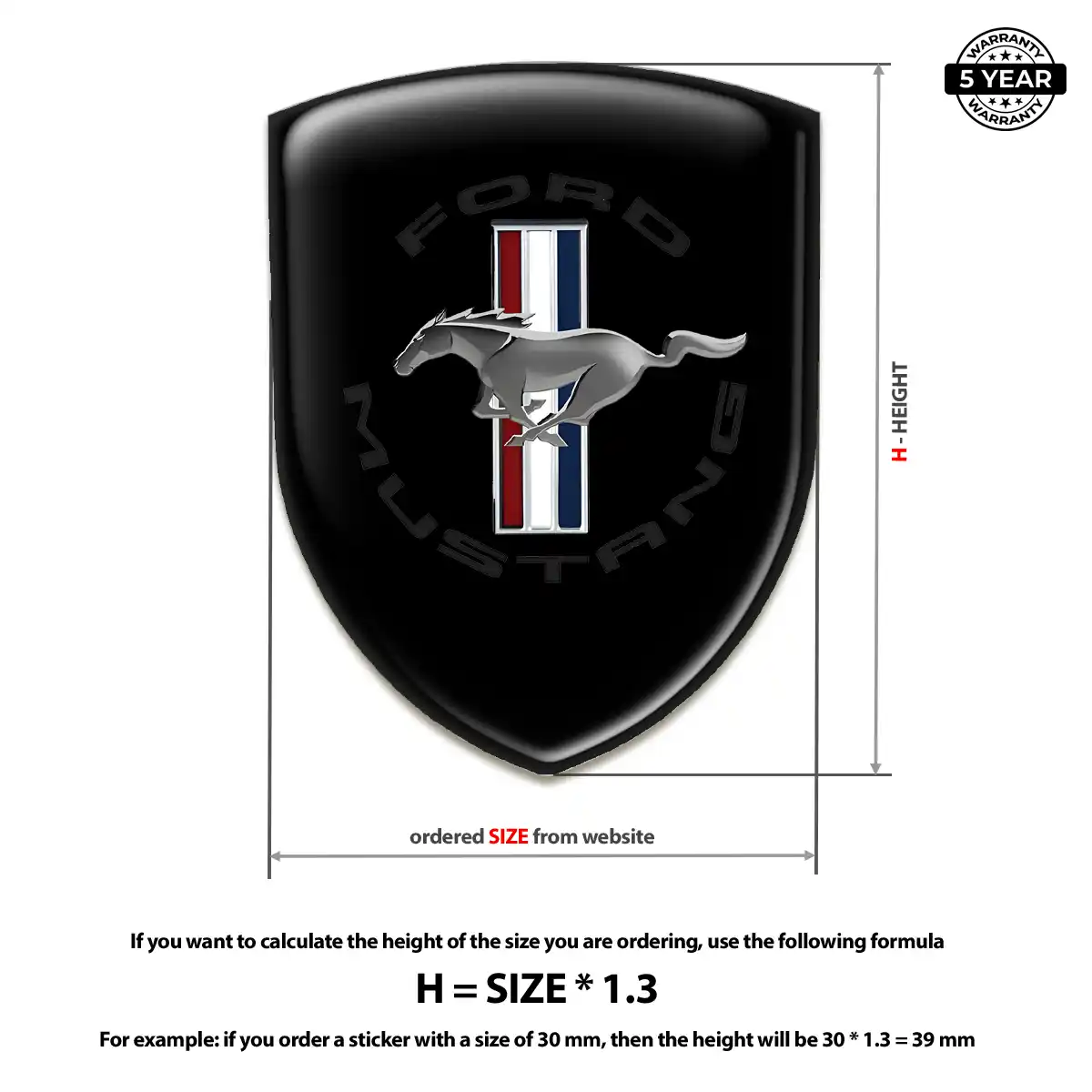 Ford Mustang Gel Badge Sticker Elite Finish