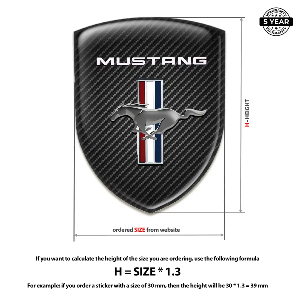 Ford Mustang Gel Emblem Sticker Elite Finish