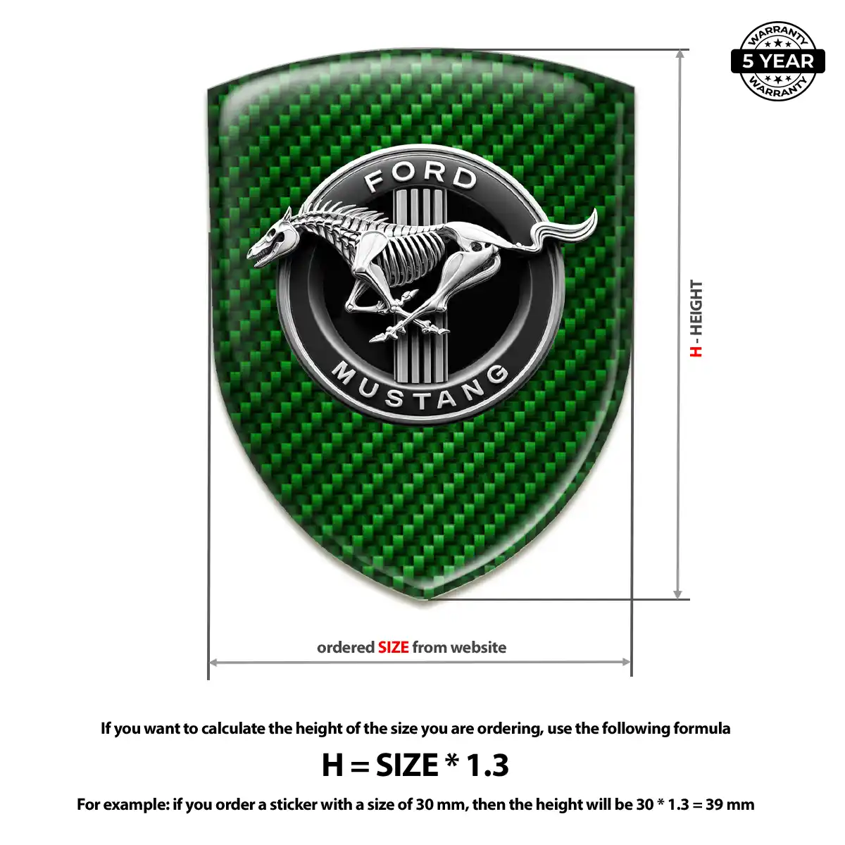 Ford Mustang Polyurethane Domed Sticker Elite Finish