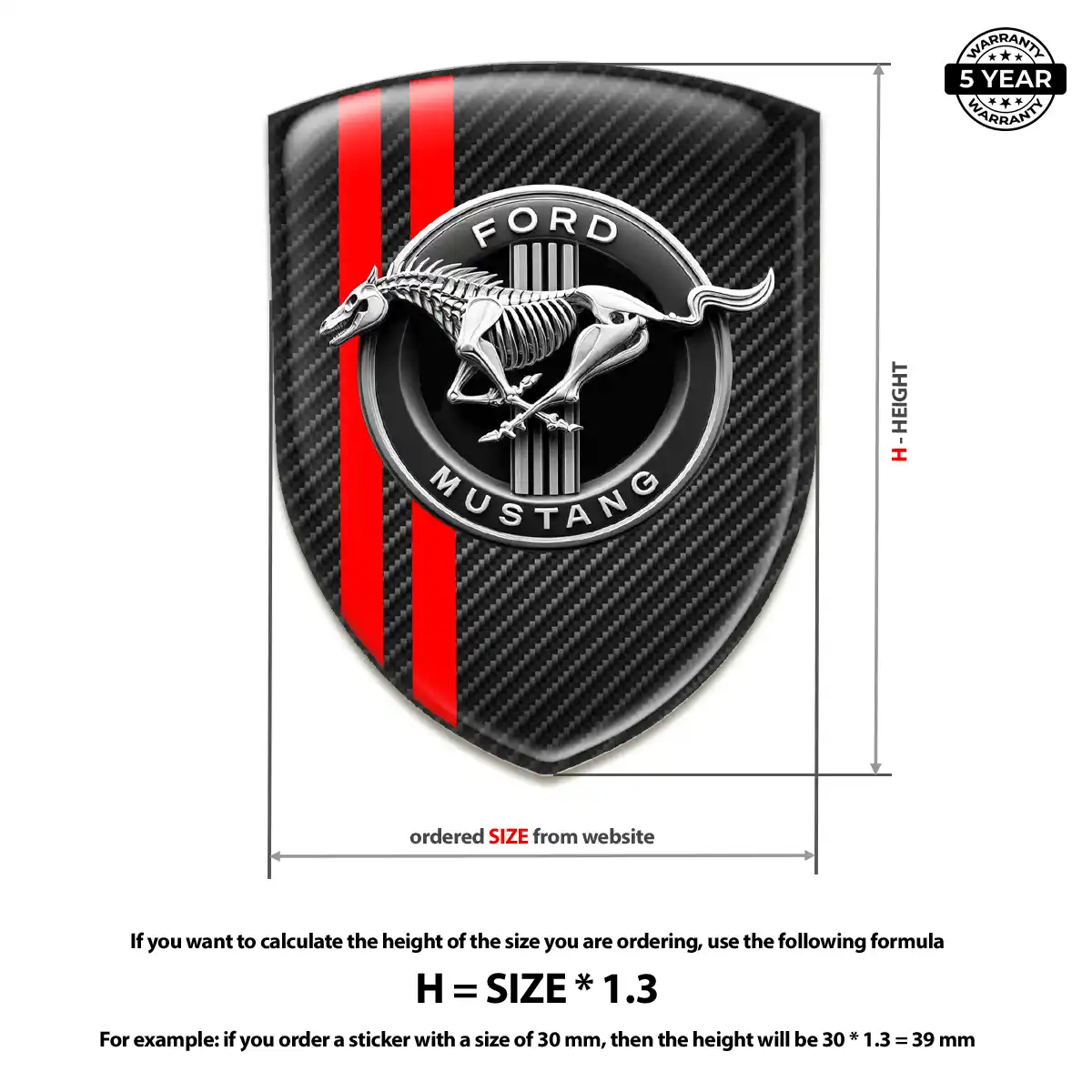 Ford Mustang Resin Badge Sticker Elite Finish