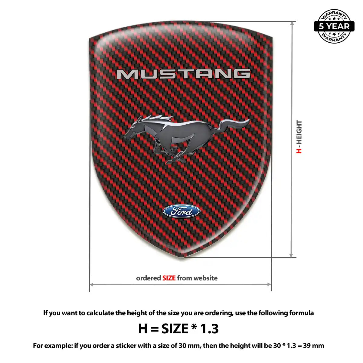 Ford Mustang Resin Badge Sticker Sleek Style