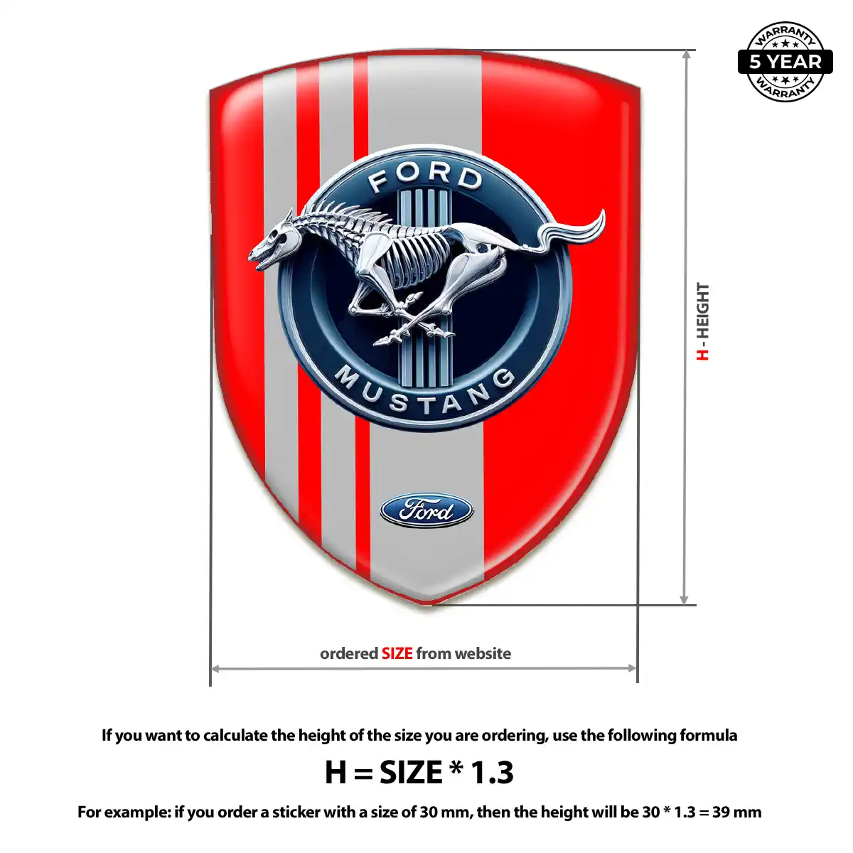 Ford Mustang Resin Domed Sticker Elite Finish