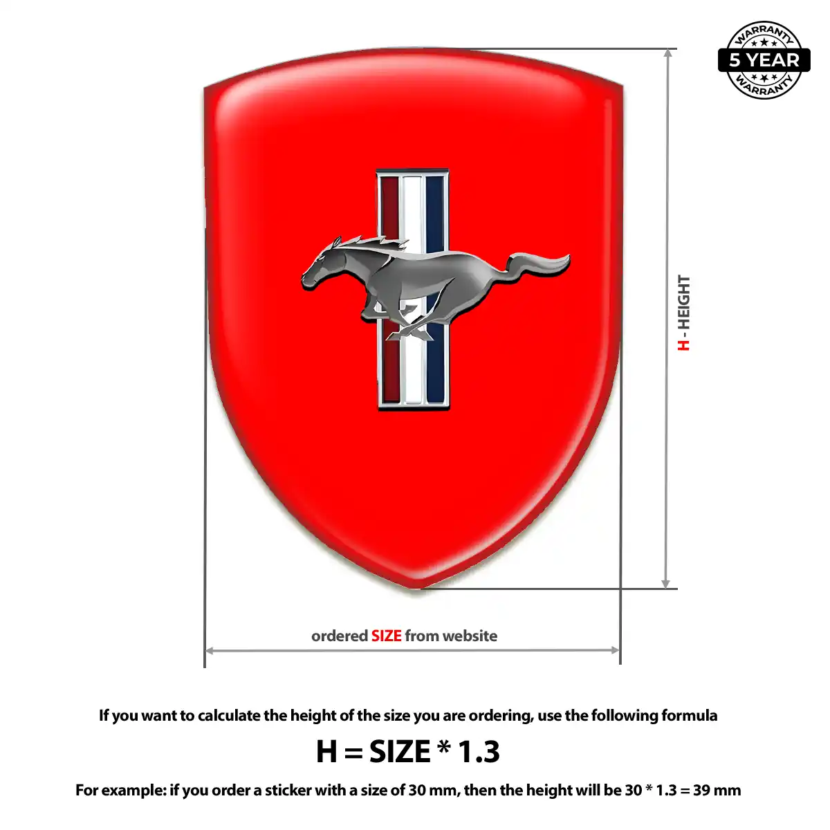 Ford Mustang Resin Domed Sticker Refined Design