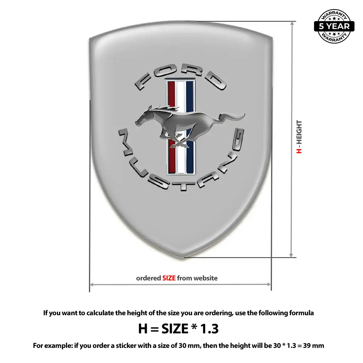 Ford Mustang Resin Domed Sticker Sleek Style