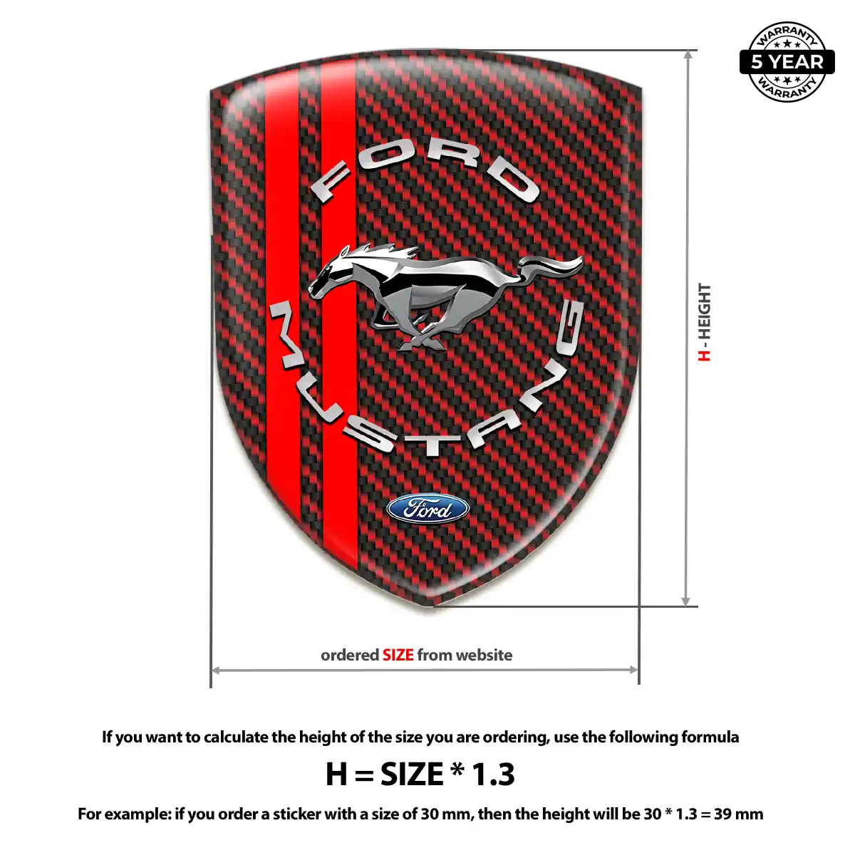 Ford Mustang Resin Emblem Sticker Elite Finish