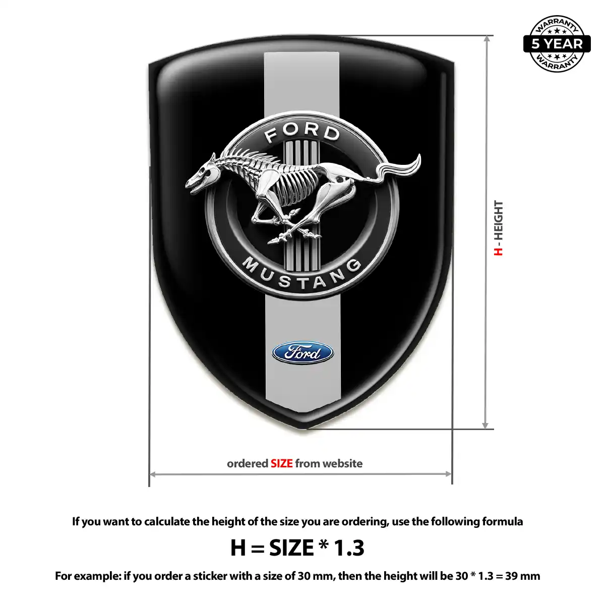 Ford Mustang Resin Emblem Sticker Refined Design