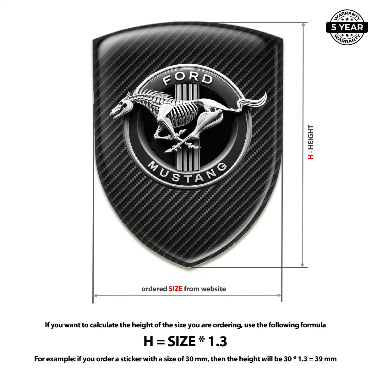 Ford Mustang Resin Emblem Sticker Sleek Style