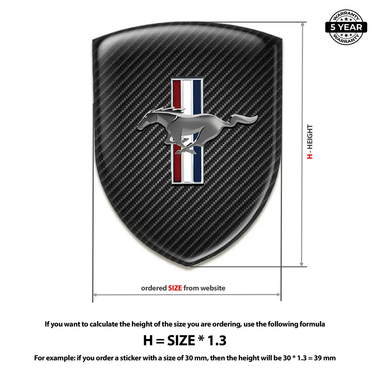 Ford Mustang Self Adhesive Emblem Sticker Elite Finish